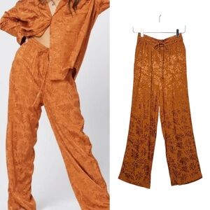 L*Space Rust Orange Floral Brocade In Your Dreams PJ Women’s Pajama Pants Sz S